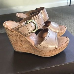 Born cork Tan 'Zee' wedges